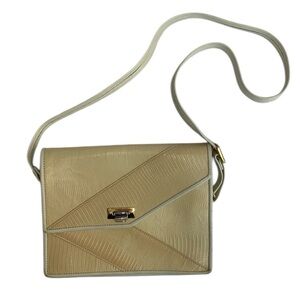 High-End Roche Cream Off White Geometric Leather Handbag crossbody purse Bag